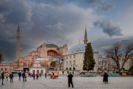 TÃ¼rkiye - Istanbul 25 February 2021 sultanahmet square, Hagia Sophia mosque.のeditorial素材