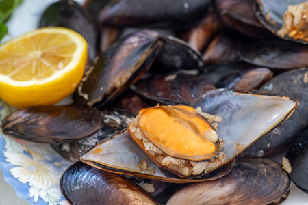 Turkish Street Food Stuffed Mussels with Lemon - Stuffed Mussels