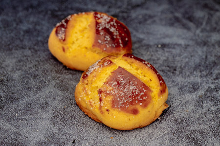 Homemade cookies made with flour, eggs and sugar.