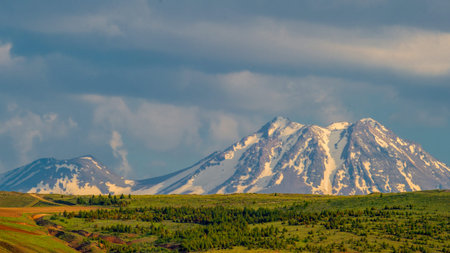 Turkey - Aksaray ; Mount Hasan is a volcanic mountain with a peak of 3268 meters above sea level.の写真素材