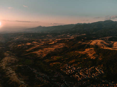 High shot over Breznica, a village in Bulgaria.の写真素材