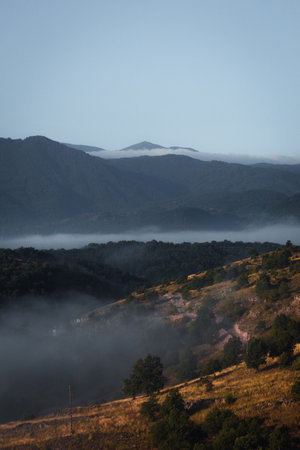 Foggy Landscape in the Pirin Mountains, Bulgaria.の写真素材