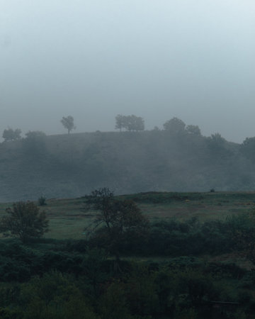 Foggy scenery on the hills.