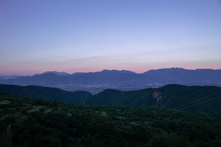 Epic and colorful landscape of a big mountain and amazing morning sky.の写真素材