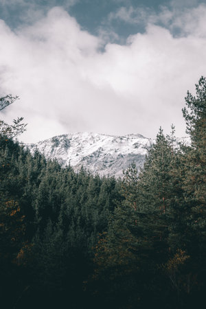 Snowy background high in the mountains.