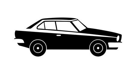 Classic Car Silhouette Vector. Retro Vehicle Icon Design. Vintage Car Outline Illustration.のイラスト素材