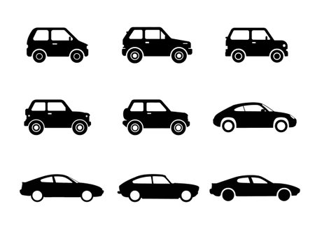 Car icons set on white background. Vector illustration. Eps 10.のイラスト素材