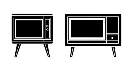 Set of Old TV silhouette isolated on white background. Black television icon set clipart vector illustration.のイラスト素材