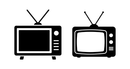 Set of Old TV silhouette isolated on white background. Black television icon set clipart vector illustration.のイラスト素材
