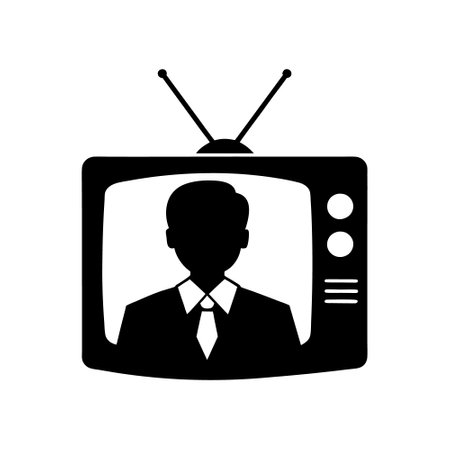 Old TV silhouette isolated on white background. television icon symbol and retro vintage silhouette minimalist clipart vector illustration.のイラスト素材