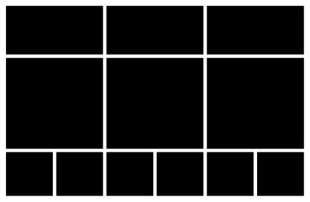 Empty photo collage vector template. background and rectangle shape for wall moodboard. Picture frame texture pattern for wall gallery presentation.のイラスト素材