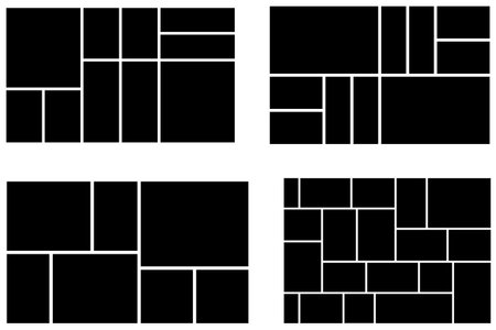 Set of black squares on white background. Vector illustration.のイラスト素材