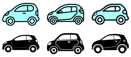 car icons set, vector illustration in black and blue. eps10のイラスト素材