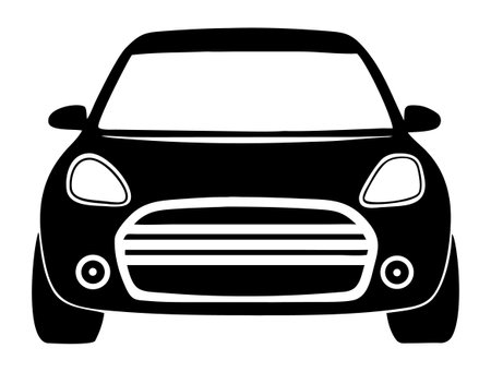 Car silhouette on white background. Vector illustration in black and white colors.のイラスト素材