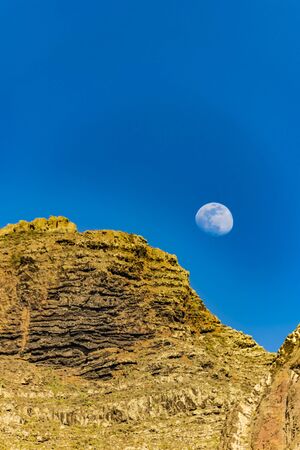 Mountain with the moon in Tenerifeの写真素材