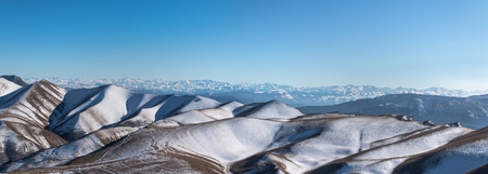 The Caucasus mountain range, photo taken from the top of the Gimrinskogo mountain range. Dagestan 2015. The highest point, the peak. Panoramaの写真素材