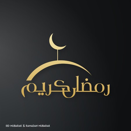 Ramadan Mubarak Creative typography having Moon and Domb on a Black Background - For web design and application interface, also useful for infographics. Vector illustration.のイラスト素材