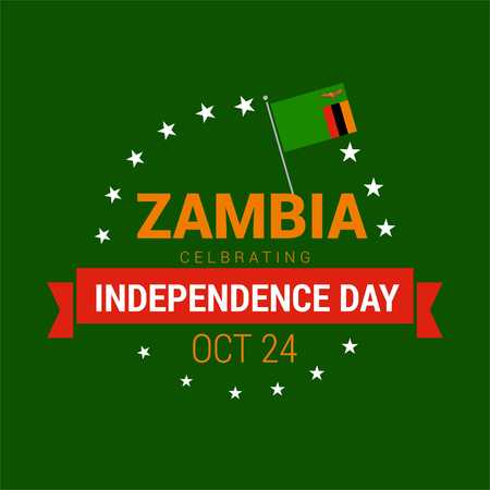 Banner or poster of Zambia independence day celebration. Waving flag. Vector illustration. - For web design and application interface, also useful for infographics. Vector illustration.のイラスト素材