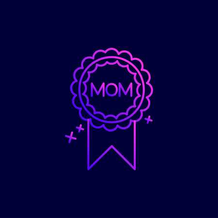 Mother's day neon icons with dark background vector - For web design and application interface, also useful for infographics. Vector illustration.のイラスト素材
