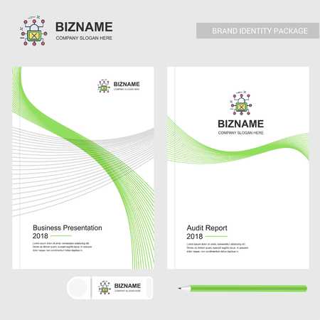 Company brochure with company logo and stylish design - For web design and application interface, also useful for infographics. Vector illustration.のイラスト素材