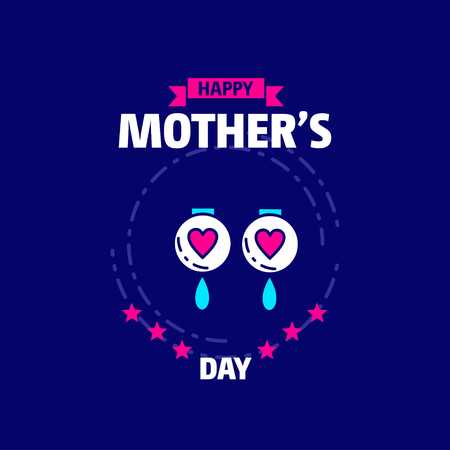 Mother's day typographic design with unique deisgn and blue theme vector - For web design and application interface, also useful for infographics. Vector illustration.のイラスト素材