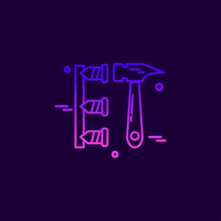Labour day neon icon with dark background and pink theme vector - For web design and application interface, also useful for infographics. Vector illustration.のイラスト素材