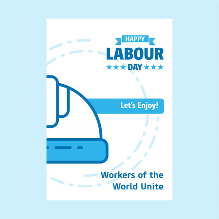 Happy Labour day design with white and blue theme vector with labours tool logo vector. For web design and application interface, also useful for infographics. Vector illustration.のイラスト素材