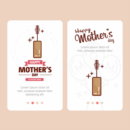 Mother's day card with maskara logo and pink theme vector. For web design and application interface, also useful for infographics. Vector illustration.のイラスト素材