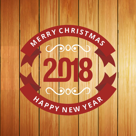 Christmas greetings card with wood background.. For web design and application interface, also useful for infographics. Vector illustration.のイラスト素材