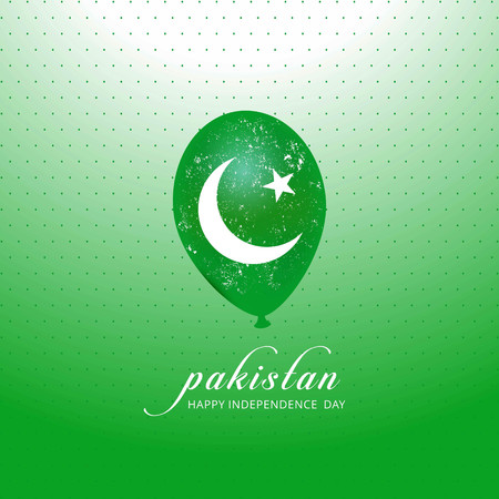 Pakistan's Flag balloon for Independence Day on green background with simple typography. For web design and application interface, also useful for infographics. Vector illustration.のイラスト素材
