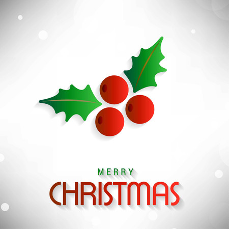 Christmas card with cherry leafs vector. For web design and application interface, also useful for infographics. Vector illustration.のイラスト素材