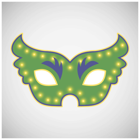 Happy Brazilian Carnival Day. green color carnival mask on grey background. For web design and application interface, also useful for infographics. Vector illustration.のイラスト素材