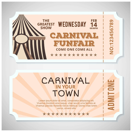 Happy Brazilian Carnival Day. Carnival circus tickets on grey background. For web design and application interface, also useful for infographics. Vector illustration.のイラスト素材