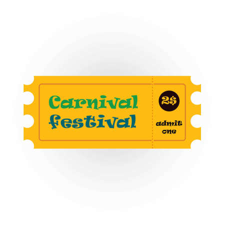 Happy Brazilian Carnival Day. Carnival festival ticket in yellow color. For web design and application interface, also useful for infographics. Vector illustration.のイラスト素材