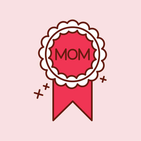 Mother's day red icon with light pink backgorund vector. For web design and application interface,...