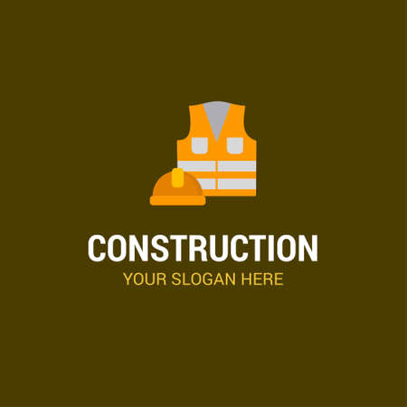 Labour day company logo with dark brown background vector. For web design and application interface, also useful for infographics. Vector illustration.のイラスト素材