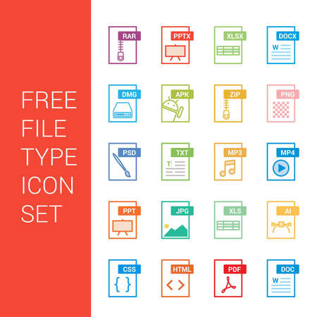 File type icons set vector. For web design and application interface, also useful for infographics. Vector illustration.のイラスト素材