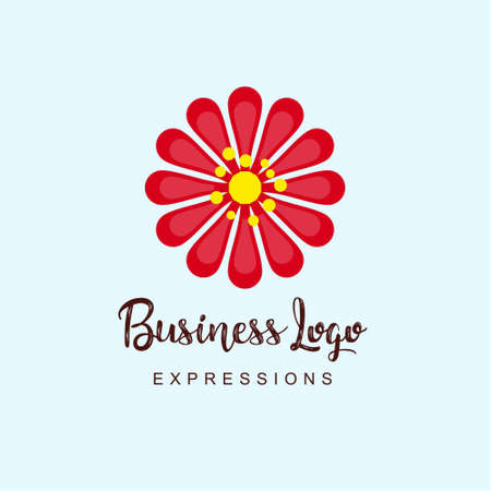 Flowers business logo with typography and light background vector. For web design and application interface, also useful for infographics. Vector illustration.のイラスト素材