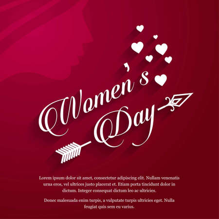 Women's day with red background vector. For web design and application interface, also useful for infographics. Vector illustration.のイラスト素材