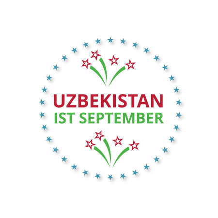 Uzbekistan 1st September Happy Independence Day Label on white background. For web design and application interface, also useful for infographics. Vector illustration.のイラスト素材