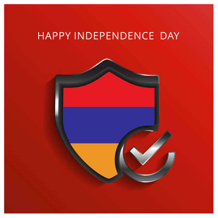 Armenia Happy Independence Day Glossy Shiled. For web design and application interface, also useful for infographics. Vector illustration.のイラスト素材