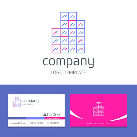 Business card design with office company logo vector. For web design and application interface, also useful for infographics. Vector illustration.のイラスト素材
