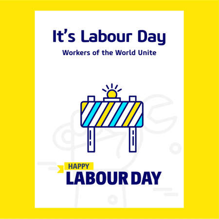 Happy Labour day design with blue and yellow theme vector with board logo. For web design and application interface, also useful for infographics. Vector illustration.のイラスト素材