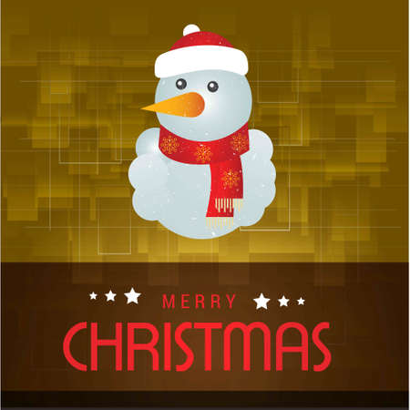 Christmas card with snow man yellow background. For web design and application interface, also useful for infographics. Vector illustration.のイラスト素材