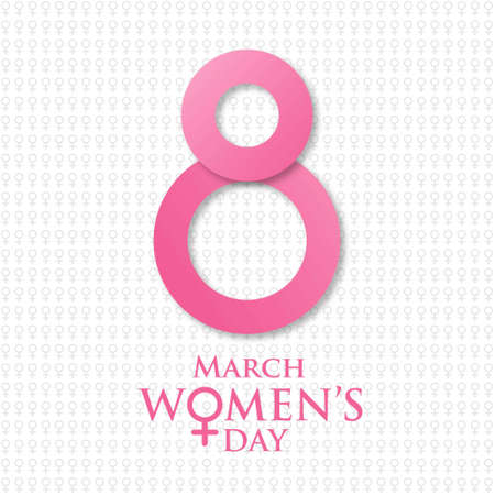 Women's day with white pattern background. For web design and application interface, also useful for infographics. Vector illustration.のイラスト素材