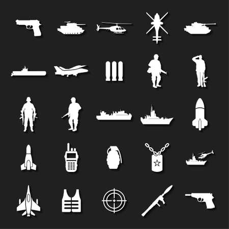 set of the military combat vehicle plane and boats. For web design and application interface, also useful for infographics. Vector illustration.のイラスト素材