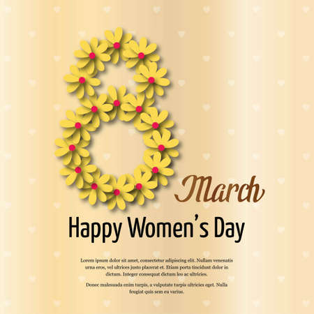 Women's day typogrpahic card with light background. For web design and application interface, also useful for infographics. Vector illustration.のイラスト素材