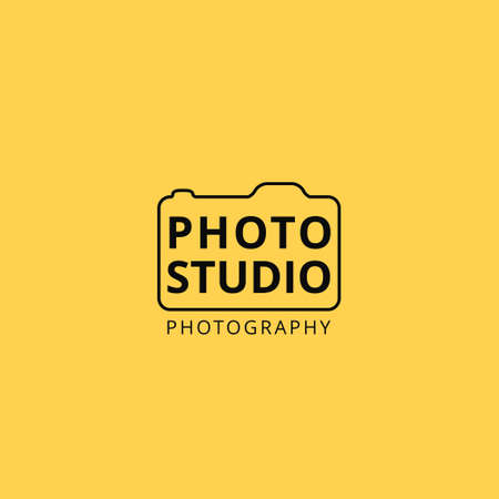 Black Vector Icons for Photographer on Yellow Background. Camera Icon. For web design and application interface, also useful for infographics. Vector illustration.のイラスト素材