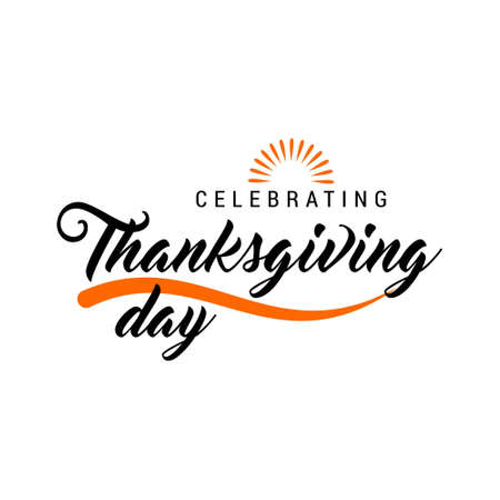 Happy Thanksgiving Day. Thanksgiving Day Creative and Beautiful Typography in different colors for commercial use on White Background. For web design and application interface, also useful for infographics. Vector illustration.のイラスト素材