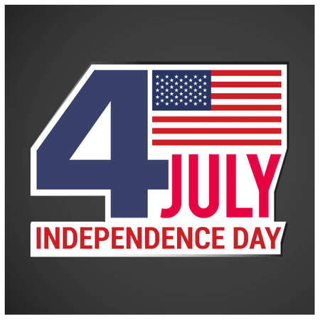 Independence day background and badge logo with US flag. For web design and application interface, also useful for infographics. Vector illustration.のイラスト素材